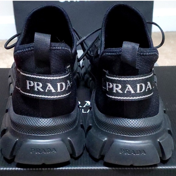 PRADA Men's Allacciate Rush Triangle Logo Knit Sneakers - Picture 5 of 17